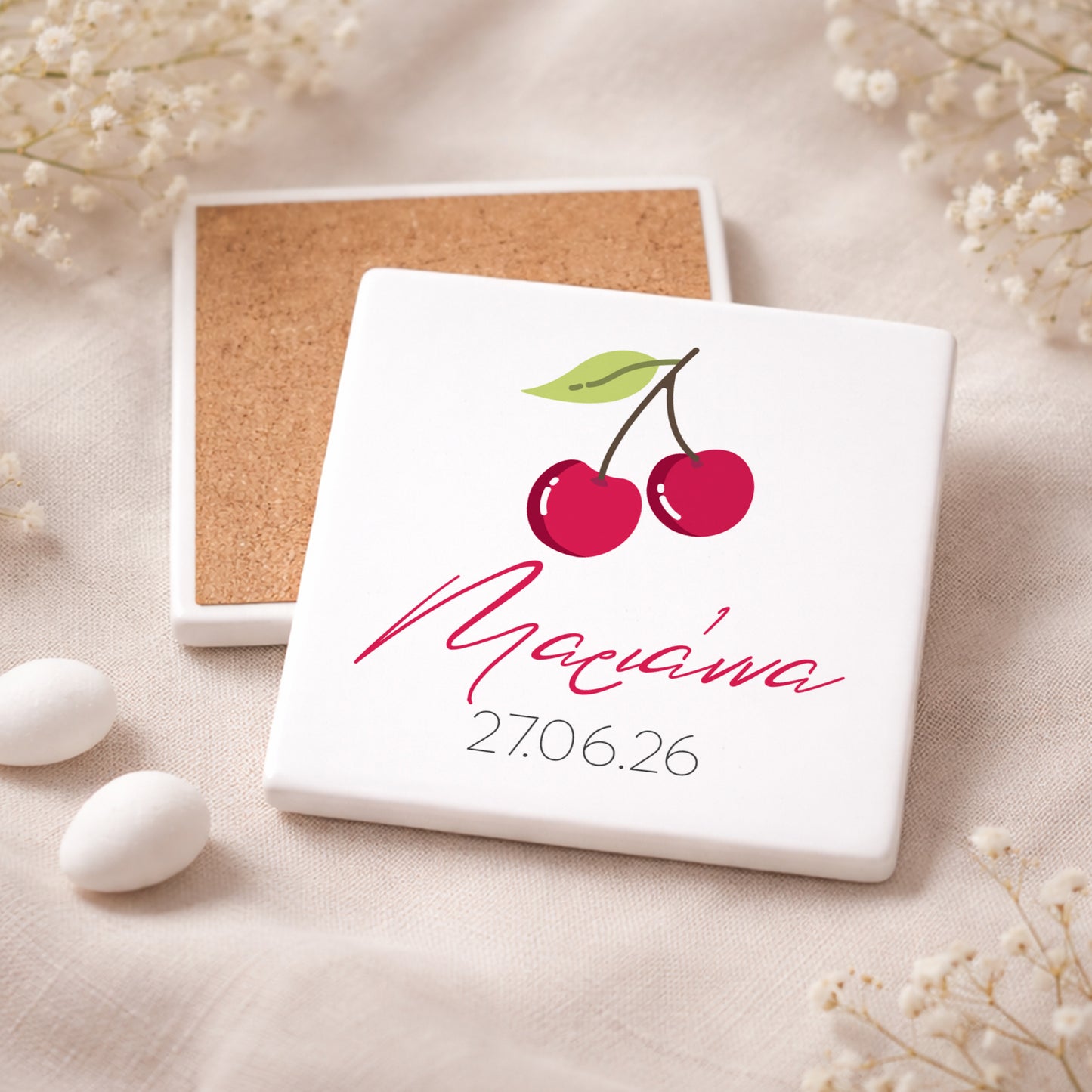 Μπομπονιέρα Βάπτισης Πλακάκι | Cherries