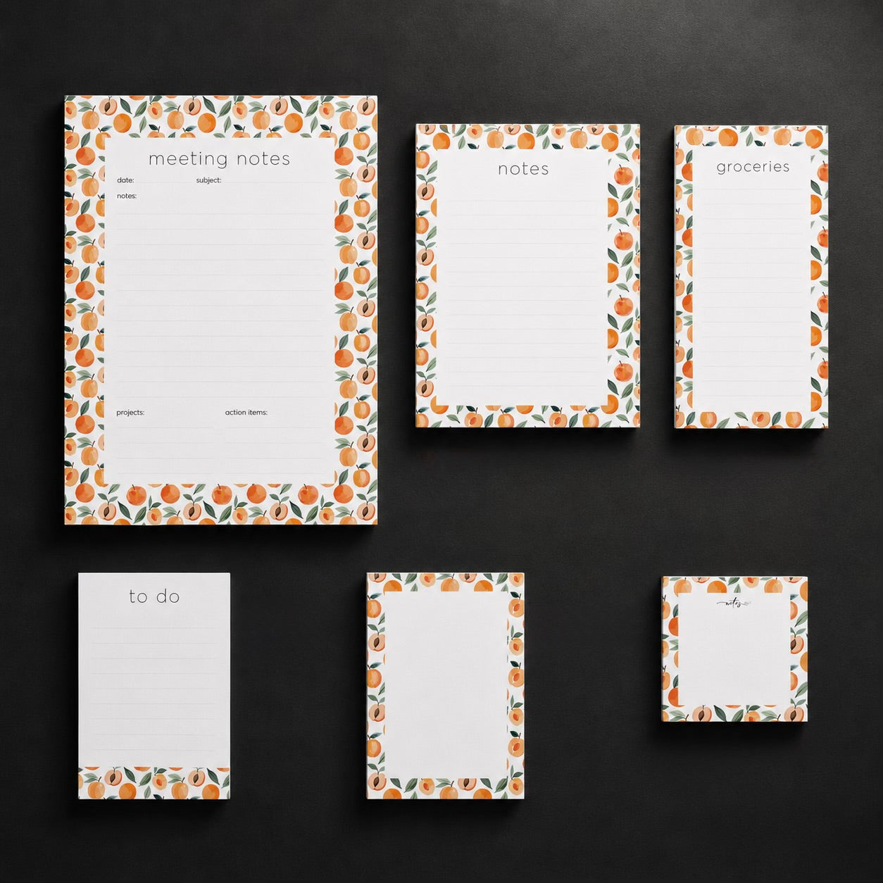 Σετ 6 Notepads Apricot Pattern | Μπλοκ Σημειώσεων & Grocery List