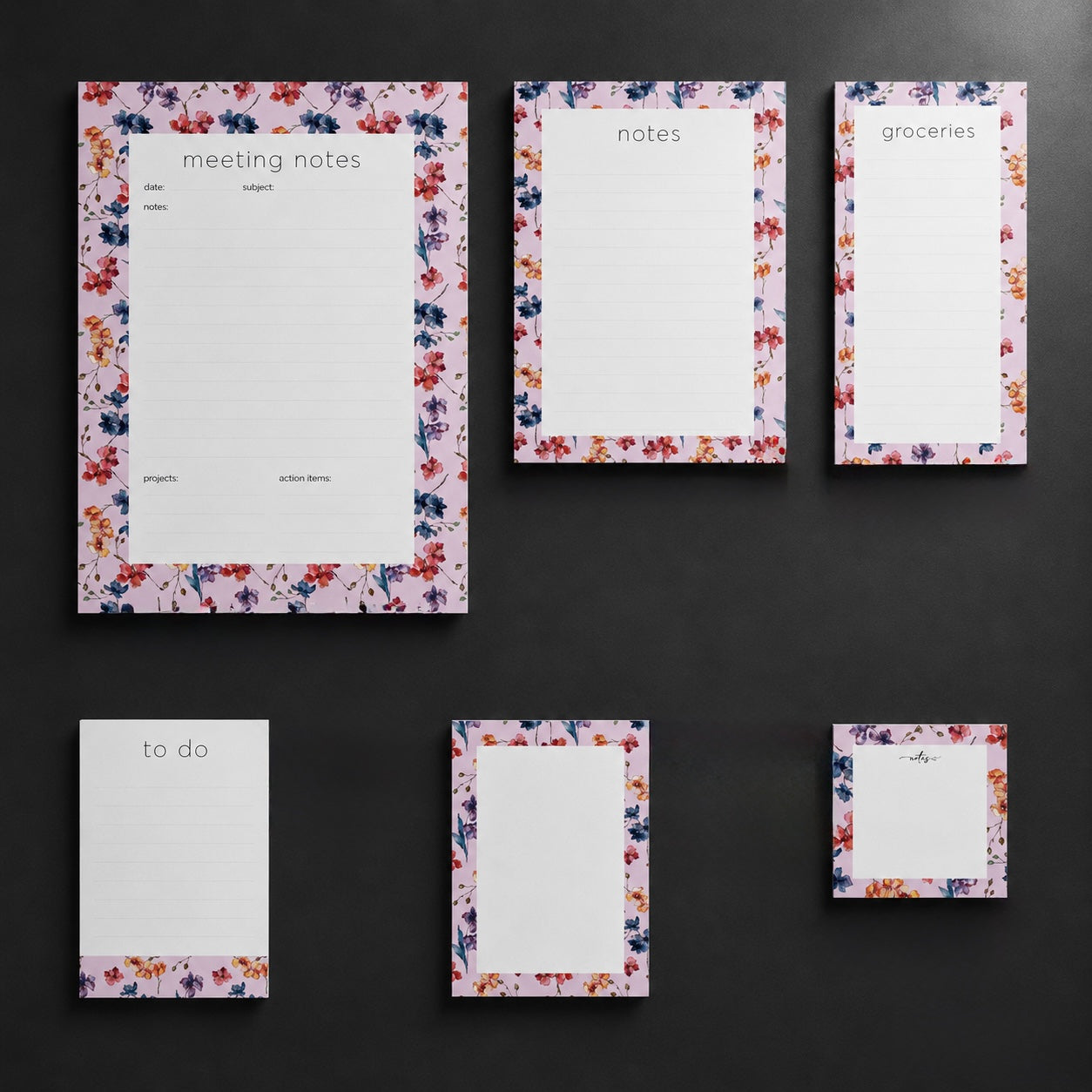 Σετ 6 Floral Notepads Pink Blossom | Μπλοκ Σημειώσεων & Grocery List