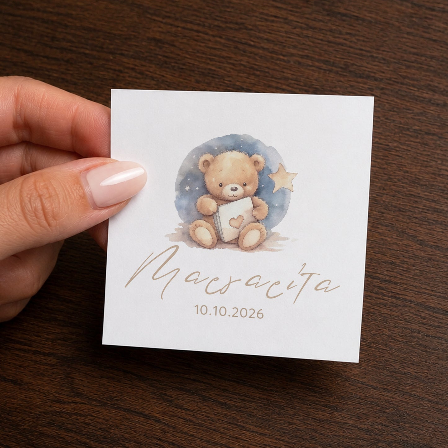 Μπομπονιέρα Βάπτισης Κύβος με Αυτοκόλλητο Cute Teddy