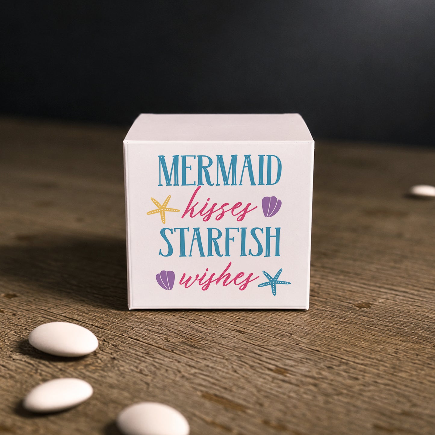 Μπομπονιέρα Βάπτισης Κύβος με Αυτοκόλλητο Mermaid
