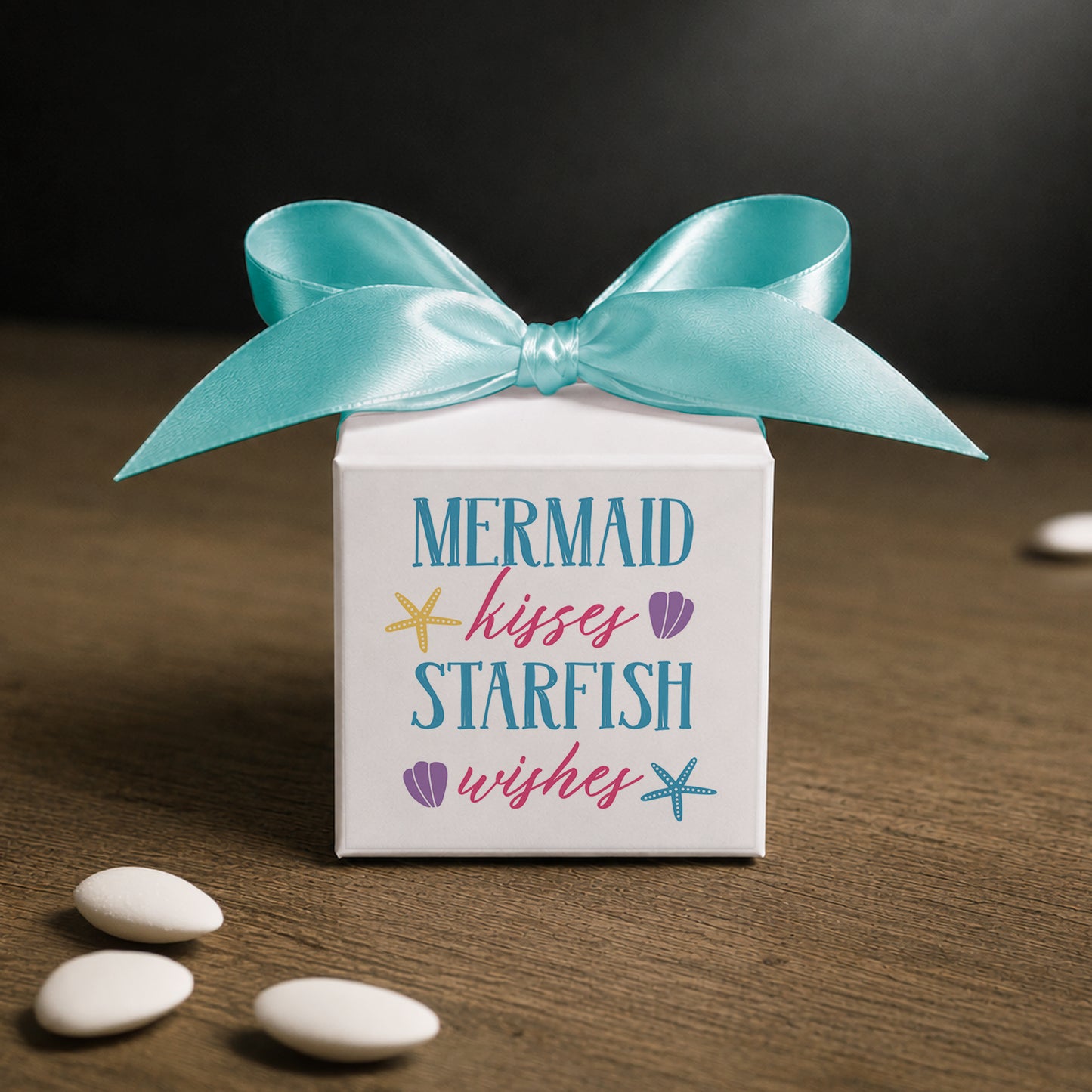 Μπομπονιέρα Βάπτισης Κύβος με Αυτοκόλλητο Mermaid