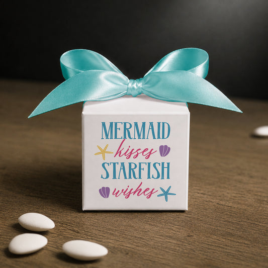 Μπομπονιέρα Βάπτισης Κύβος με Αυτοκόλλητο Mermaid