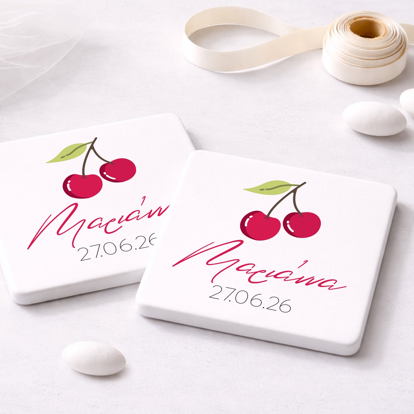 Μπομπονιέρα Βάπτισης Πλακάκι | Cherries