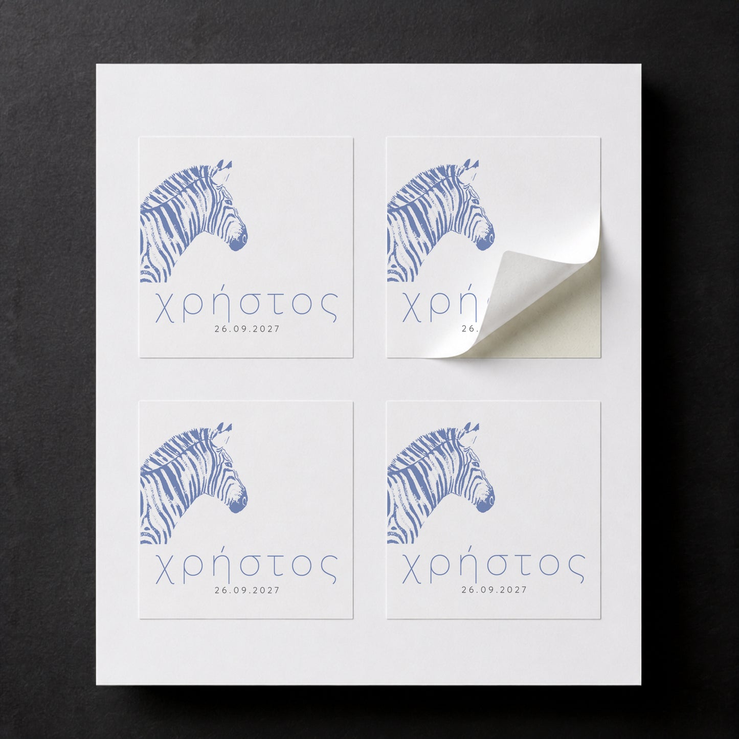 Μπομπονιέρα Βάπτισης Κύβος με Αυτοκόλλητο Zebra