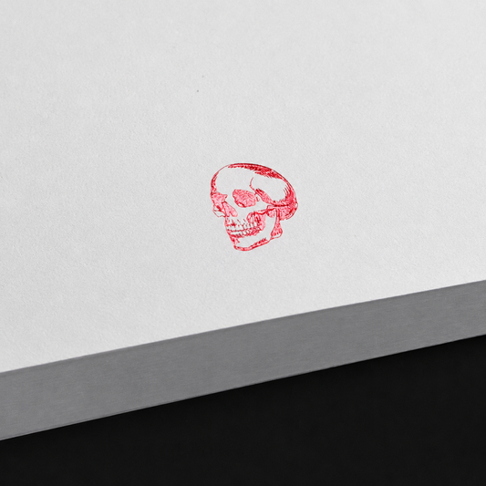 Skull Notepad με Μεταλλική Κόκκινη Θερμοτυπία