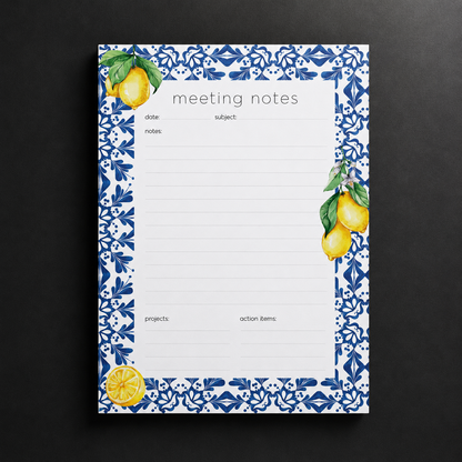 Σετ 6 Notepads Lemon Tile | Μπλοκ Σημειώσεων & Grocery List με Μεσογειακό Σχέδιο
