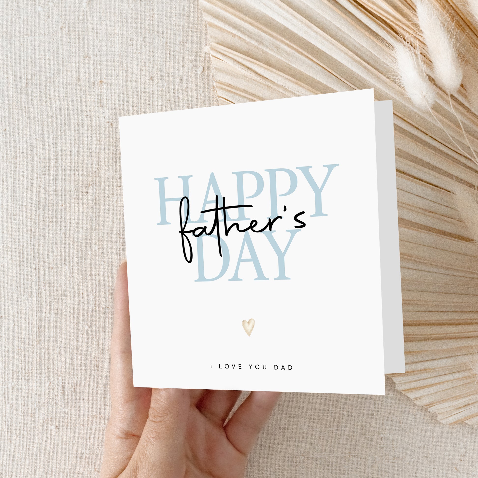Minimal Happy Father's Day greeting card with modern typography and kraft envelope