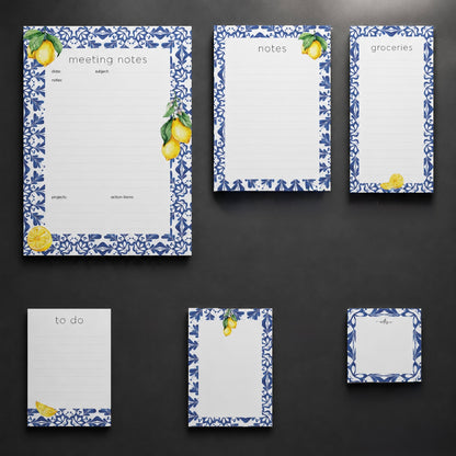 Σετ 6 Notepads Lemon Tile | Μπλοκ Σημειώσεων & Grocery List με Μεσογειακό Σχέδιο