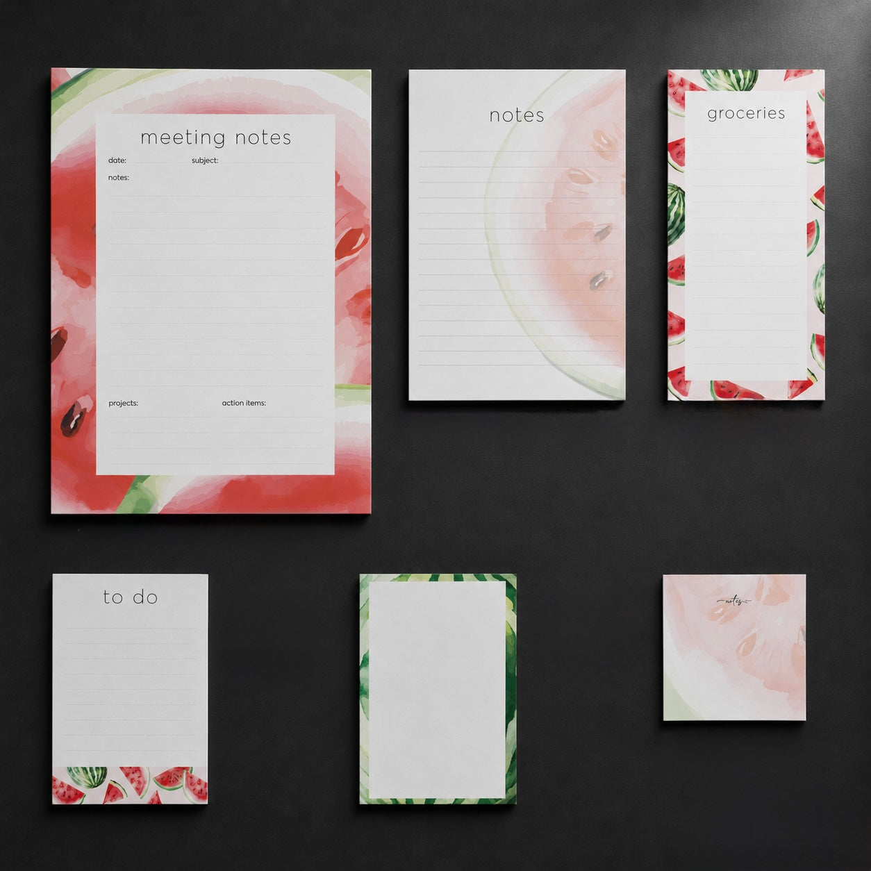Σετ 6 Watermelon Notepads Summer Fruit | Μπλοκ Σημειώσεων & Grocery List