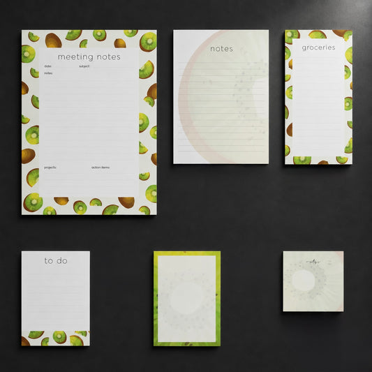 Σετ 6 Kiwi Notepads Fruit Pattern | Μπλοκ Σημειώσεων & Grocery List