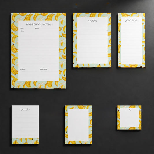 Σετ 6 Banana Notepads Tropical Pattern | Μπλοκ Σημειώσεων & Grocery List