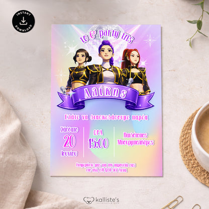 K-Pop birthday invitation printed card preview