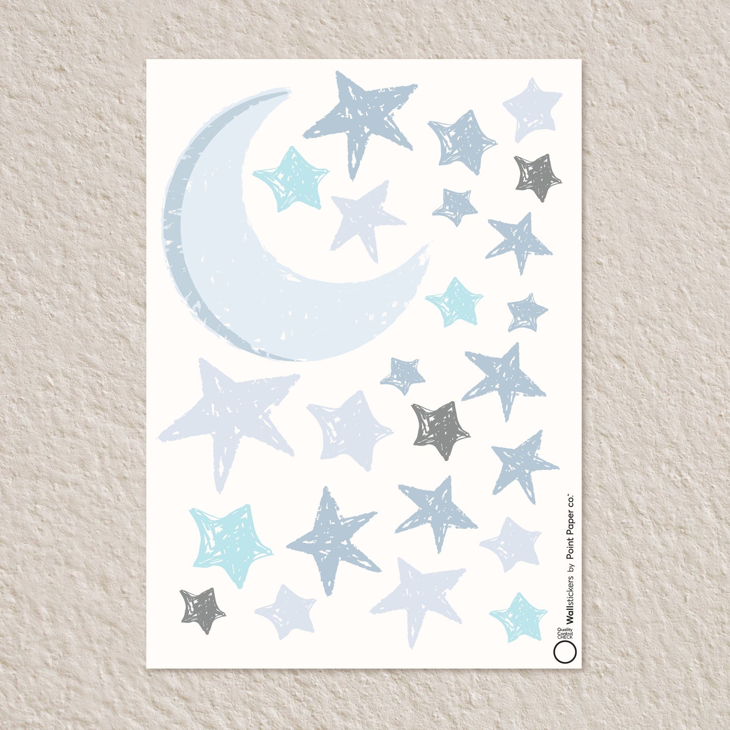 Αυτοκόλλητα Τοίχου για Παιδικό Δωμάτιο | Baby Blue Dreamy Moon & Stars