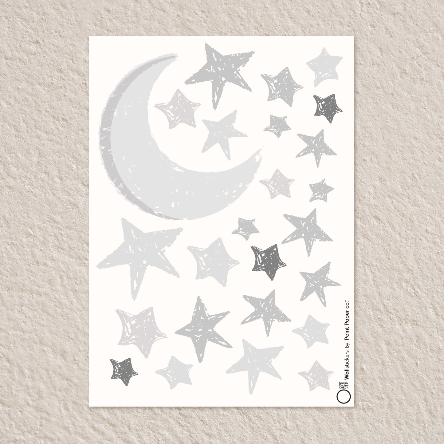 Αυτοκόλλητα Τοίχου για Παιδικό Δωμάτιο | Light Grey Dreamy Moon & Stars