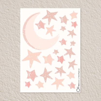 Αυτοκόλλητα Τοίχου για Παιδικό Δωμάτιο | Peachy Dreamy Moon & Stars