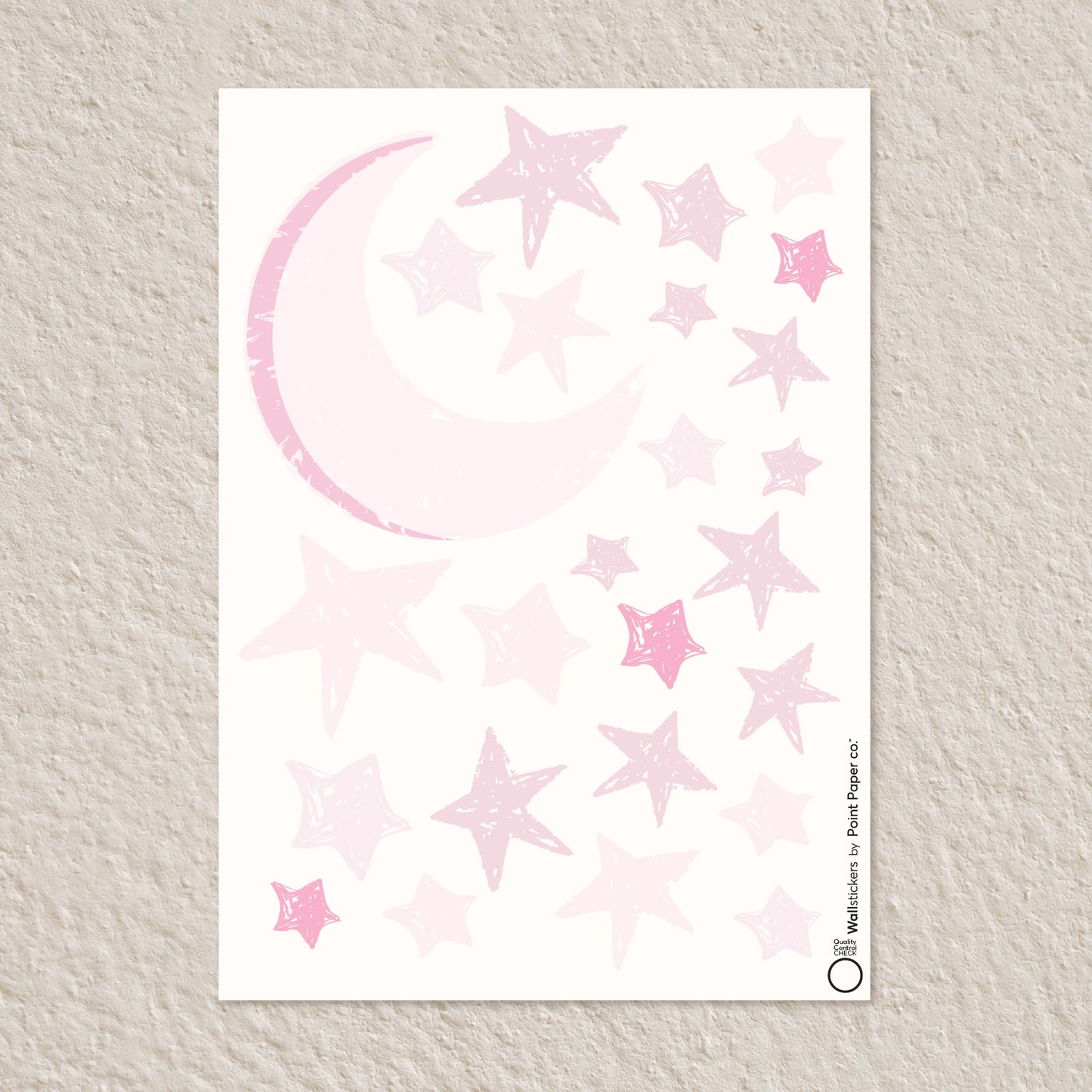 Αυτοκόλλητα Τοίχου για Παιδικό Δωμάτιο | Baby Pink Dreamy Moon & Stars