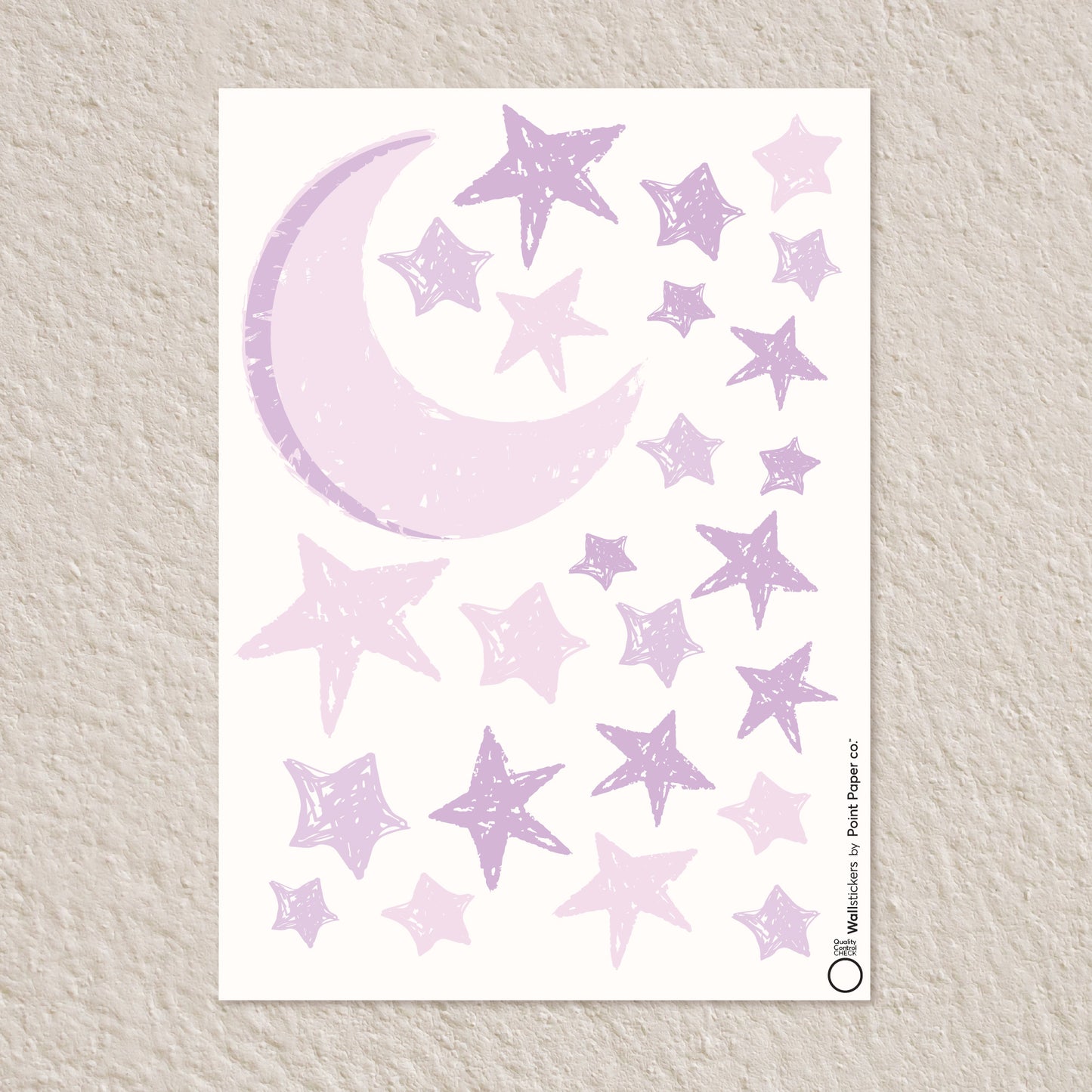 Αυτοκόλλητα Τοίχου για Παιδικό Δωμάτιο | Lilac Dreamy Moon & Stars