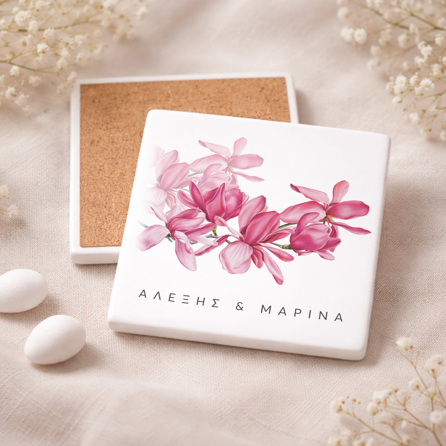 Μπομπονιέρα Γάμου πλακάκι | Pink Magnolia