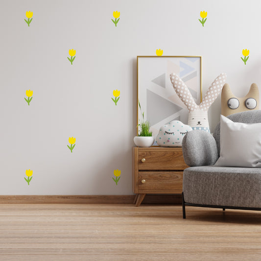 Αυτοκόλλητα Τοίχου για Παιδικό Δωμάτιο | Yellow Tulips