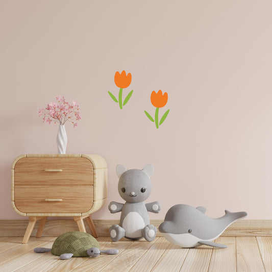 Αυτοκόλλητα Τοίχου για Παιδικό Δωμάτιο | Let's Make Orange Tulips