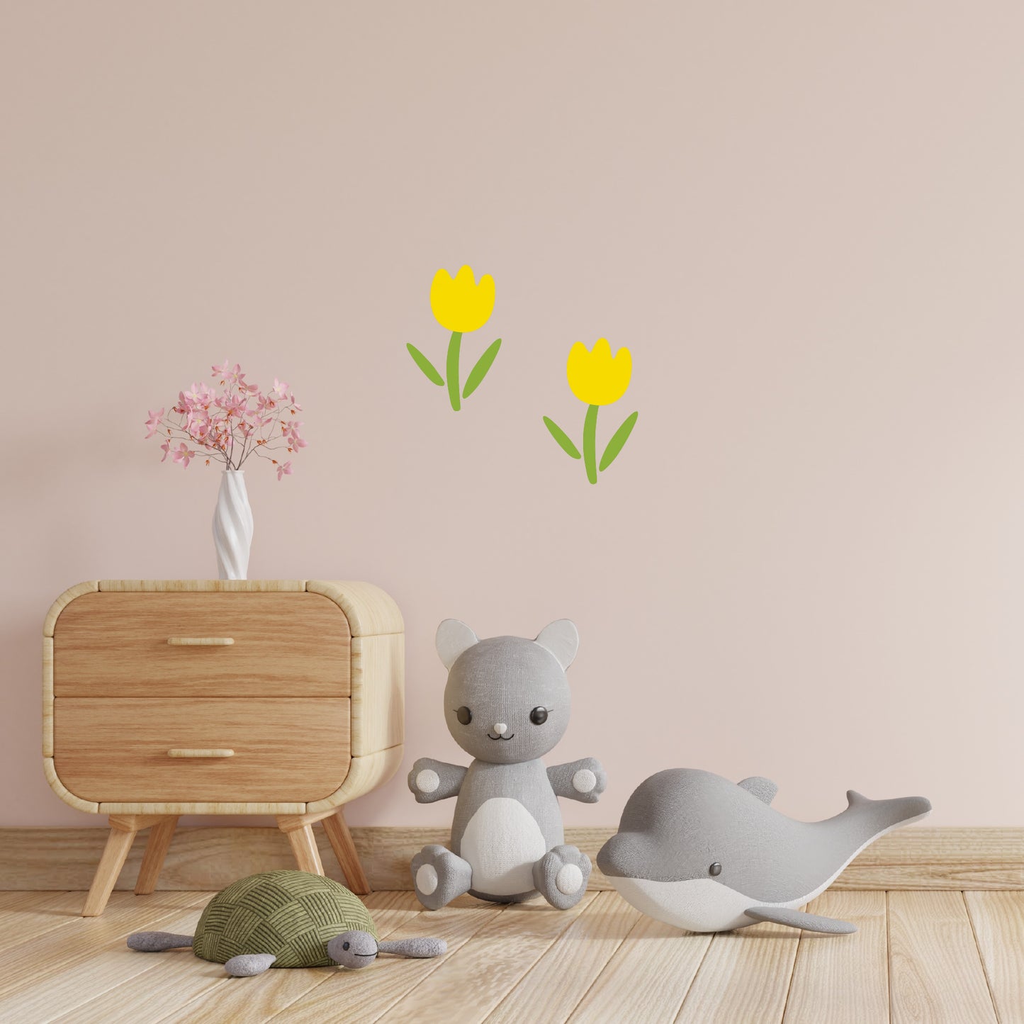 Αυτοκόλλητα Τοίχου για Παιδικό Δωμάτιο | Let's Make Yellow Tulips