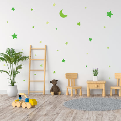 Αυτοκόλλητα Τοίχου για Παιδικό Δωμάτιο | Green Wishing Stars