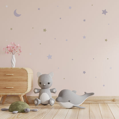 Αυτοκόλλητα Τοίχου για Παιδικό Δωμάτιο | Grey Wishing Stars