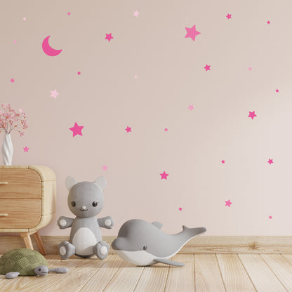 Αυτοκόλλητα Τοίχου για Παιδικό Δωμάτιο | Magenta Wishing Stars