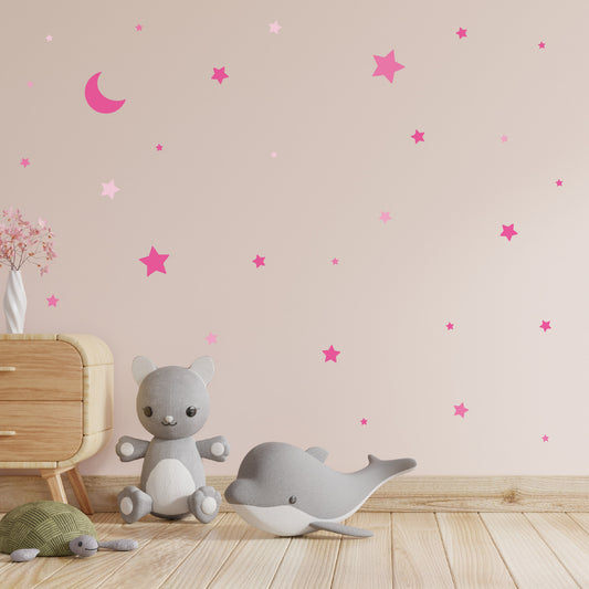 Αυτοκόλλητα Τοίχου για Παιδικό Δωμάτιο | Magenta Wishing Stars