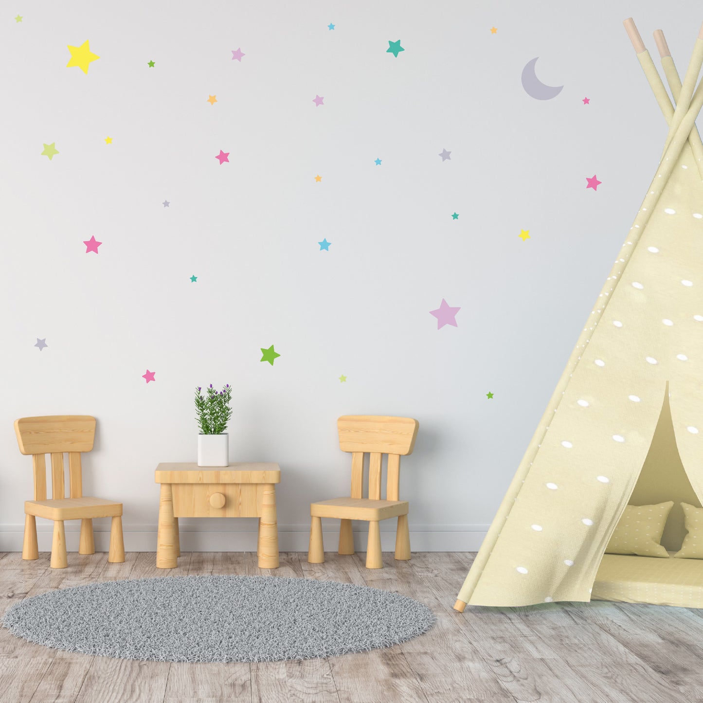Αυτοκόλλητα Τοίχου για Παιδικό Δωμάτιο | Multicolour Wishing Stars