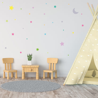Αυτοκόλλητα Τοίχου για Παιδικό Δωμάτιο | Multicolour Wishing Stars