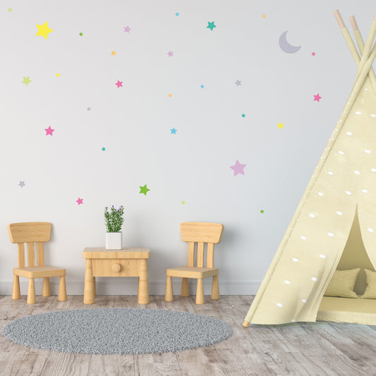 Αυτοκόλλητα Τοίχου για Παιδικό Δωμάτιο | Multicolour Wishing Stars