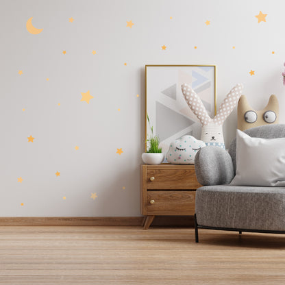 Αυτοκόλλητα Τοίχου για Παιδικό Δωμάτιο | Orange Wishing Stars