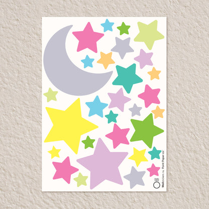 Αυτοκόλλητα Τοίχου για Παιδικό Δωμάτιο | Multicolour Wishing Stars