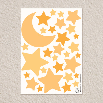 Αυτοκόλλητα Τοίχου για Παιδικό Δωμάτιο | Orange Wishing Stars