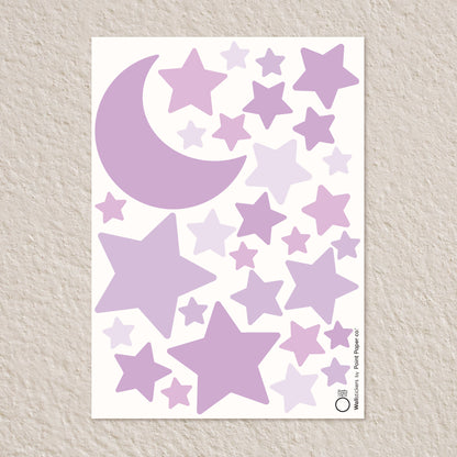 Αυτοκόλλητα Τοίχου για Παιδικό Δωμάτιο | Lilac Wishing Stars