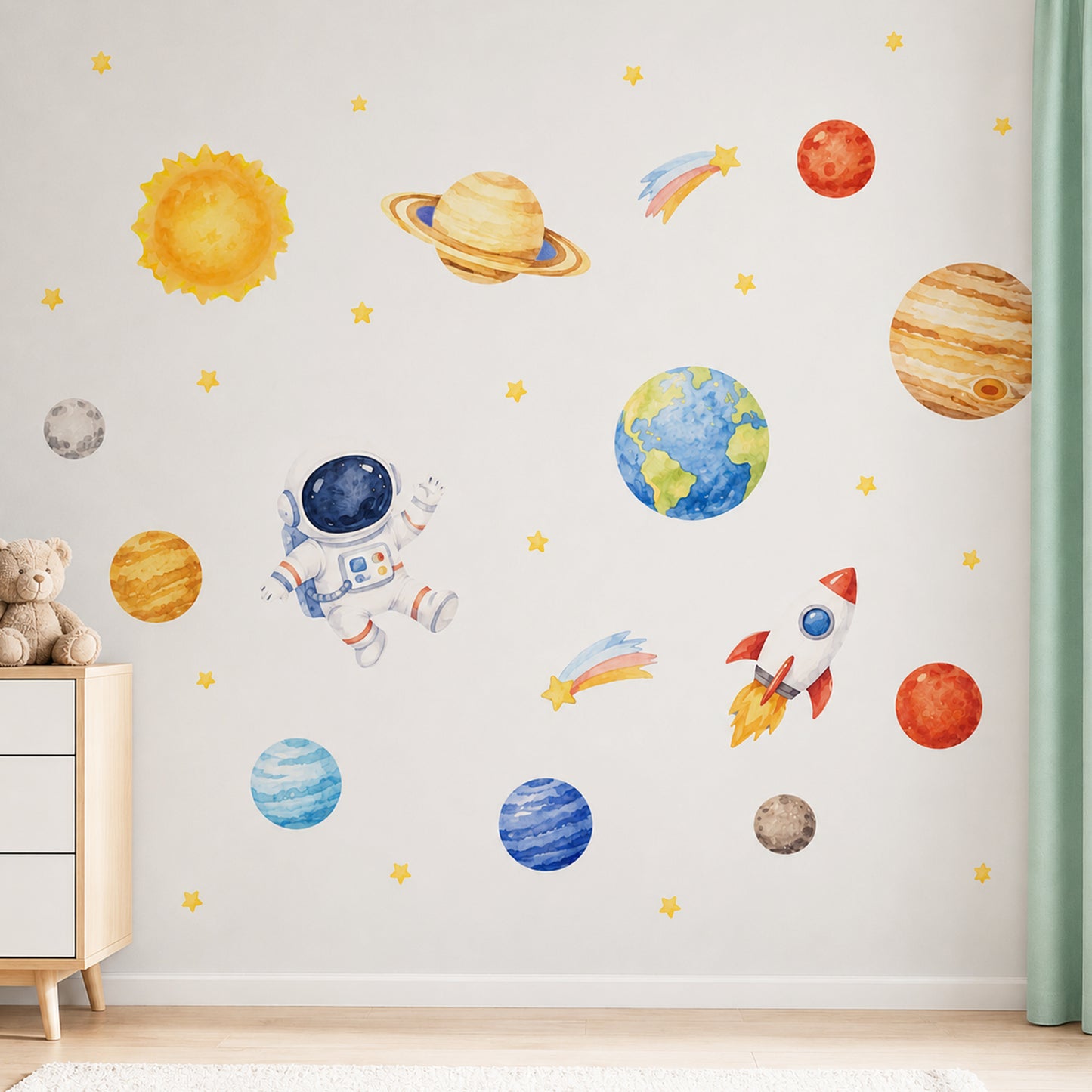 Let's Make A Universe Υφασμάτινα Αυτοκόλλητα Τοίχου για Παιδικό Δωμάτιο
