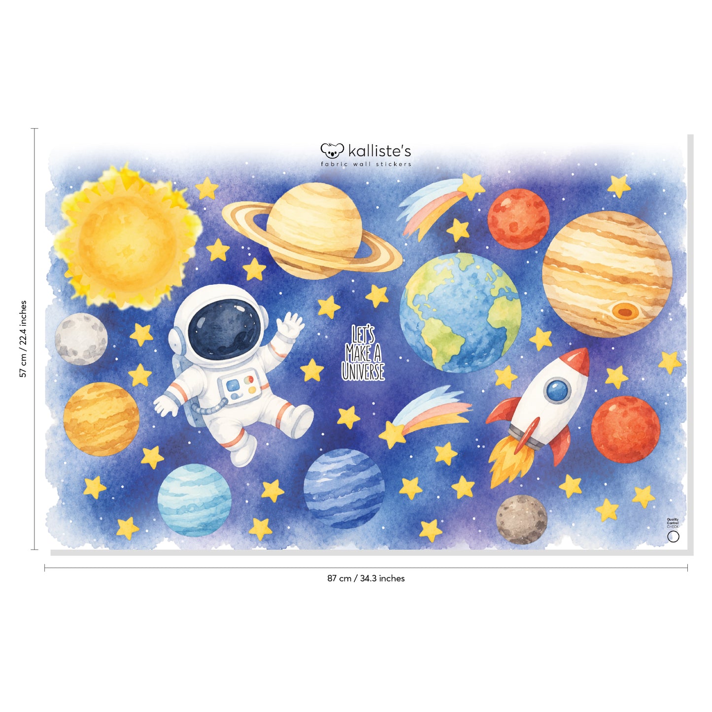 Let's Make A Universe Υφασμάτινα Αυτοκόλλητα Τοίχου για Παιδικό Δωμάτιο