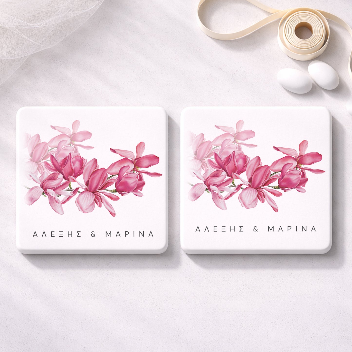 Μπομπονιέρα Γάμου πλακάκι | Pink Magnolia