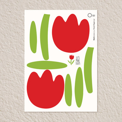 Αυτοκόλλητα Τοίχου για Παιδικό Δωμάτιο | Let's Make Red Tulips