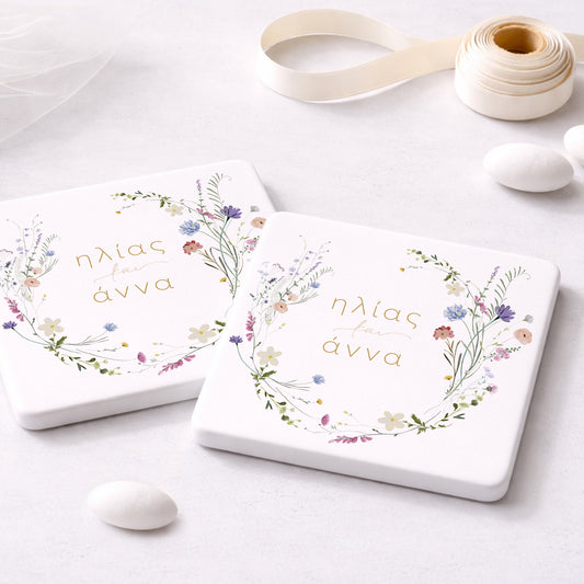 Μπομπονιέρα Γάμου Σουβέρ Coaster | Wild Flowers Wreath