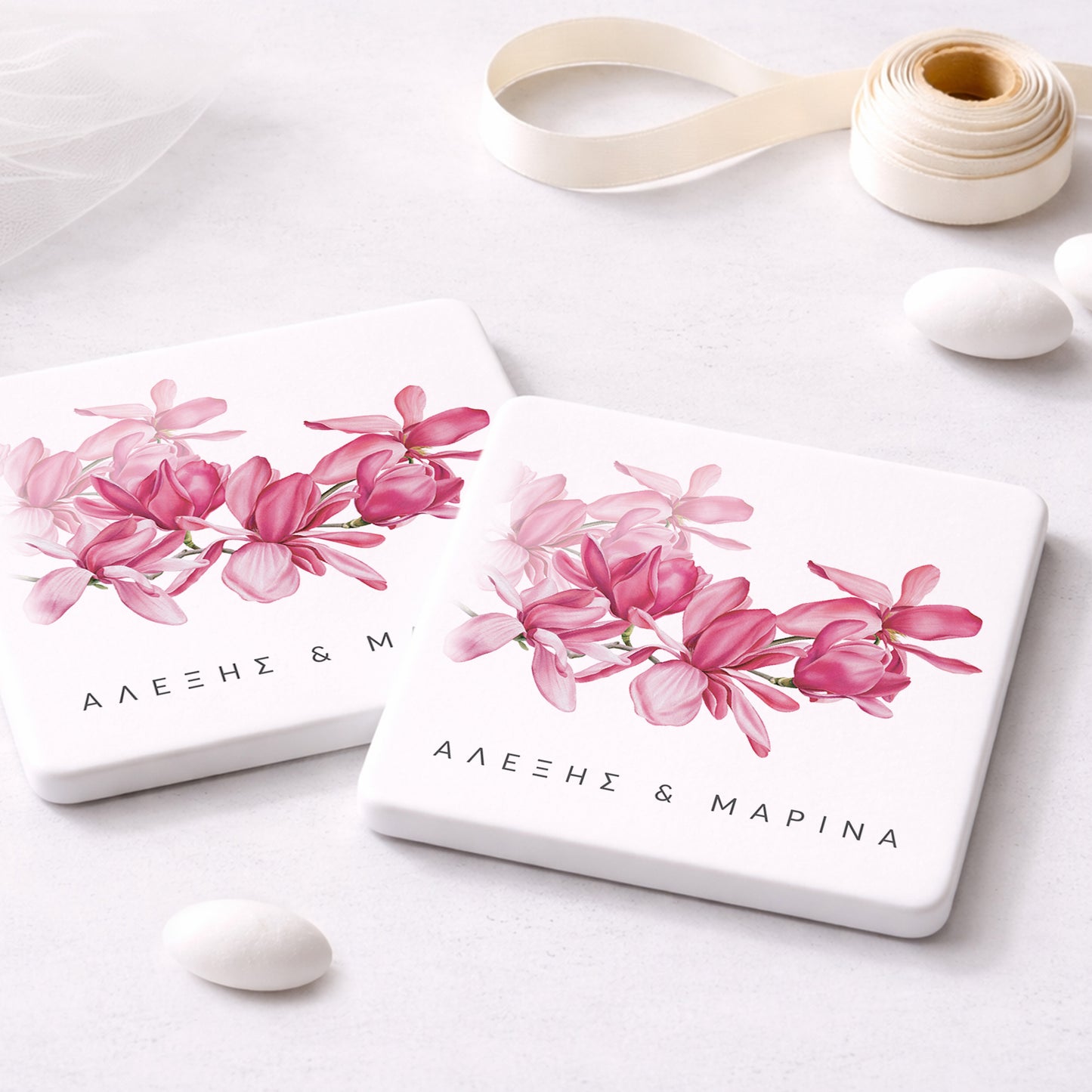Μπομπονιέρα Γάμου πλακάκι | Pink Magnolia