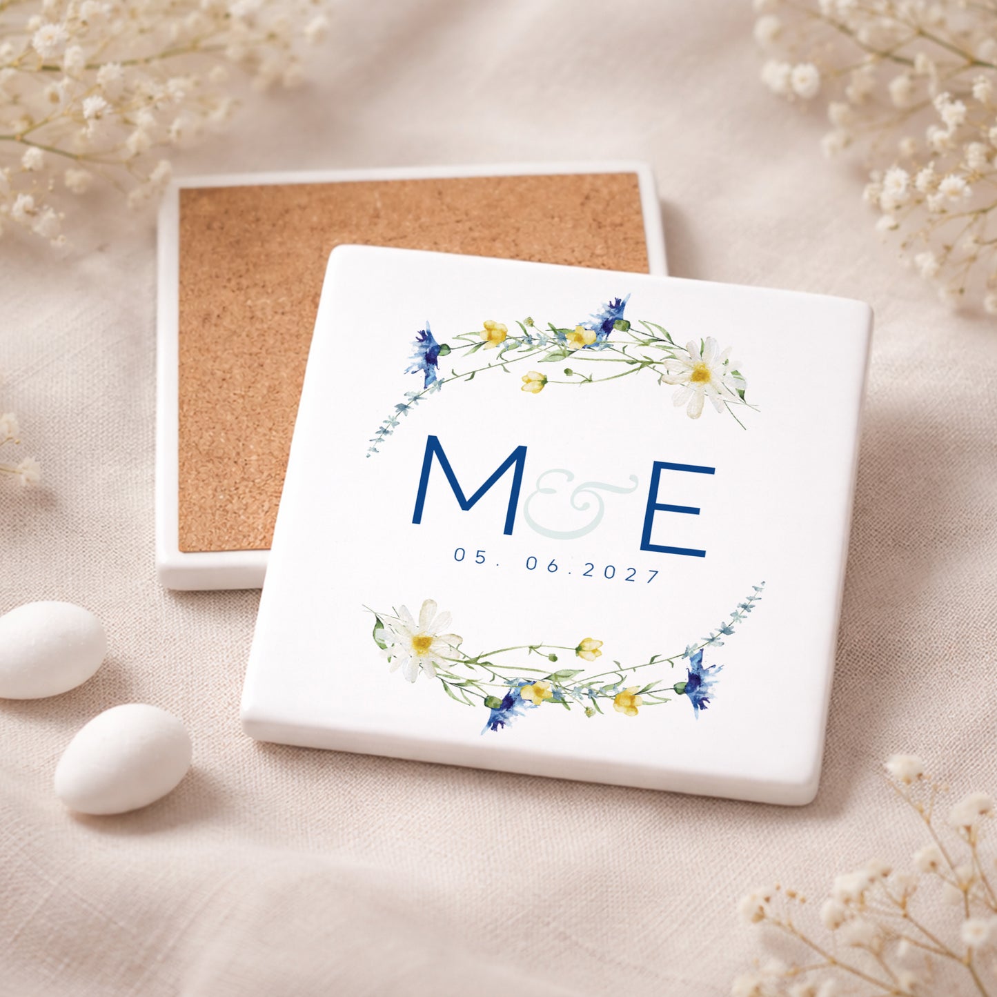 Μπομπονιέρα Γάμου Σουβέρ Coaster | Blue Wreath