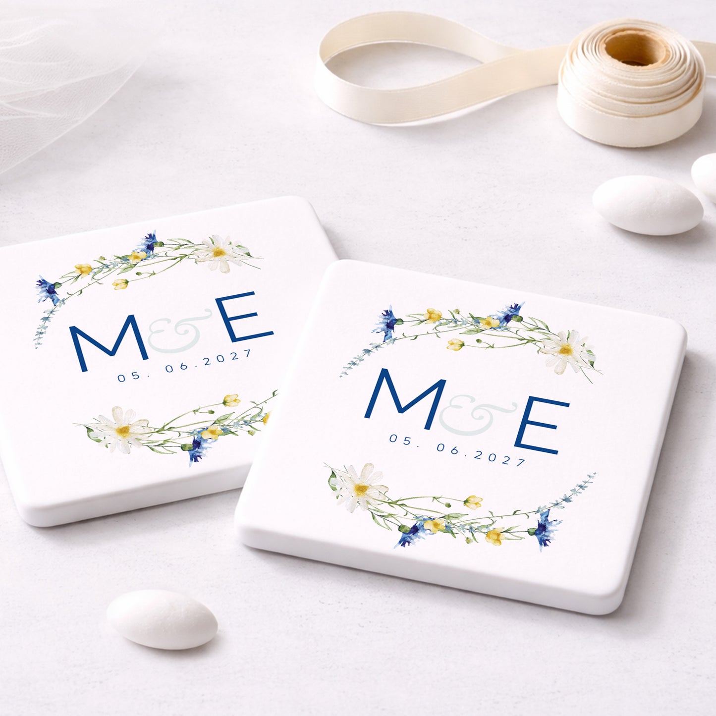 Μπομπονιέρα Γάμου Σουβέρ Coaster | Blue Wreath