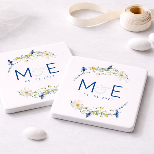 Μπομπονιέρα Γάμου Σουβέρ Coaster | Blue Wreath