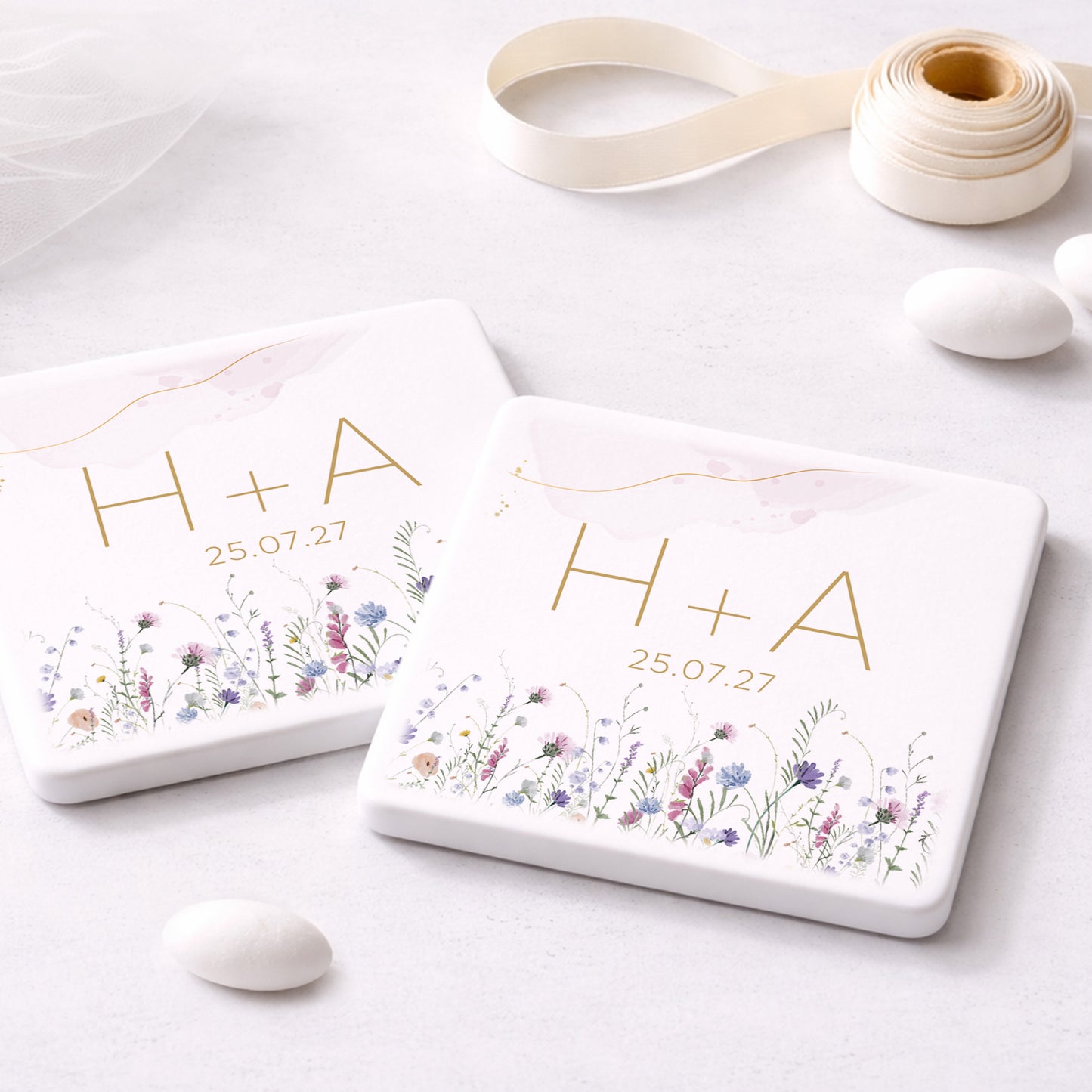 Μπομπονιέρα Γάμου Σουβέρ Coaster | Color Wild Flowers