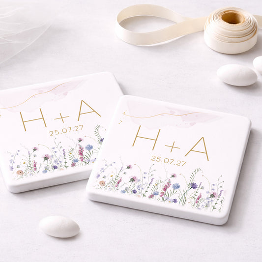 Μπομπονιέρα Γάμου Σουβέρ Coaster | Color Wild Flowers