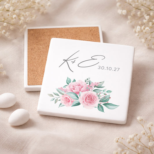 Μπομπονιέρα Γάμου Σουβέρ Coaster | Magenta Flowers
