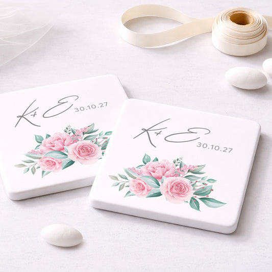 Μπομπονιέρα Γάμου Σουβέρ Coaster | Magenta Flowers